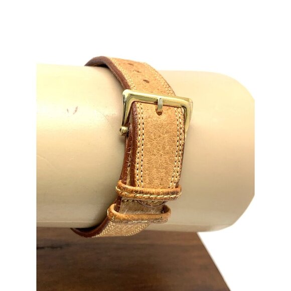 Gotham Suku Watch Swiss Mechanical Tank Vintage Gold Brown Leather Band 22mm